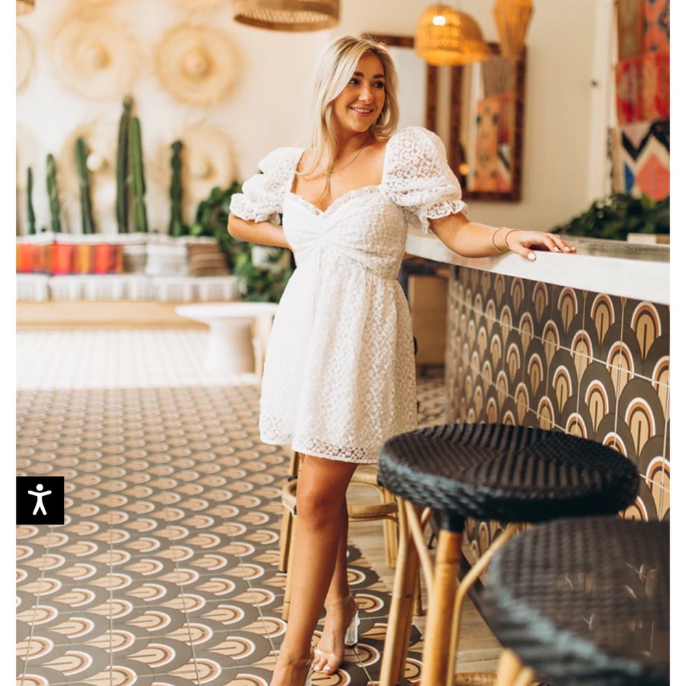 Buddy Love Colby Puff Sleeve Mini Dress white eyelet